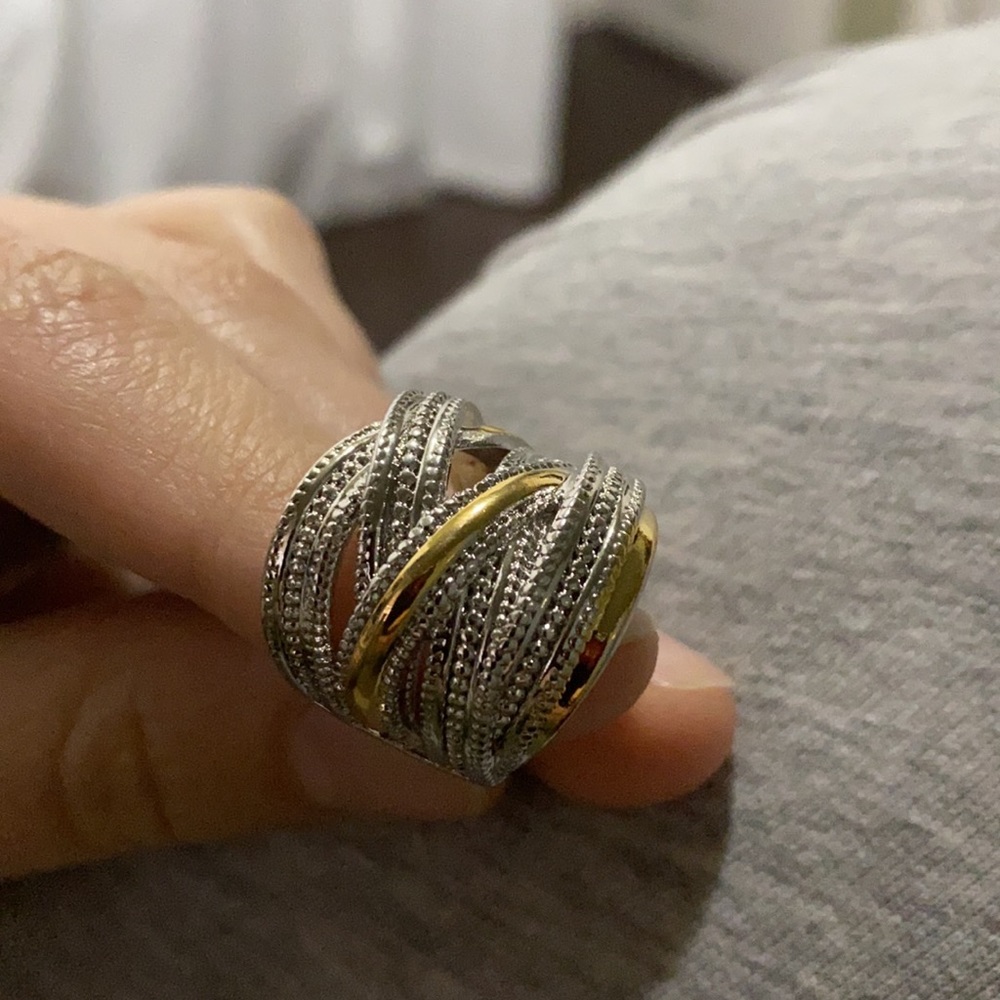 NEW Stamped 925 Silver Two tone ring - Picture 6 of 6
